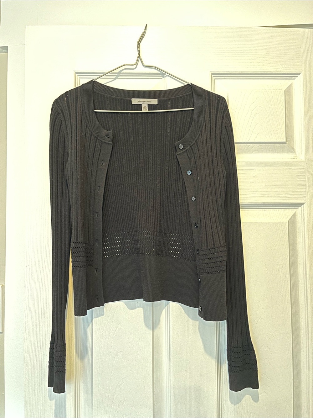 Black open weave cardigan